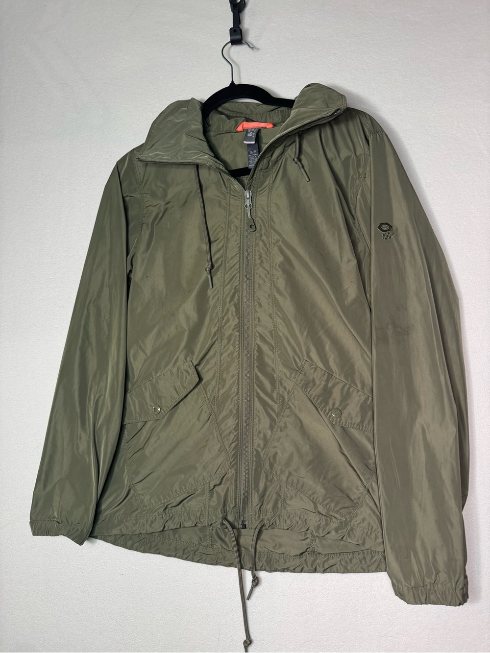 Mountain Hardwear Womens Small Green Hooded Windbreaker Rain Jacket Lightweight
